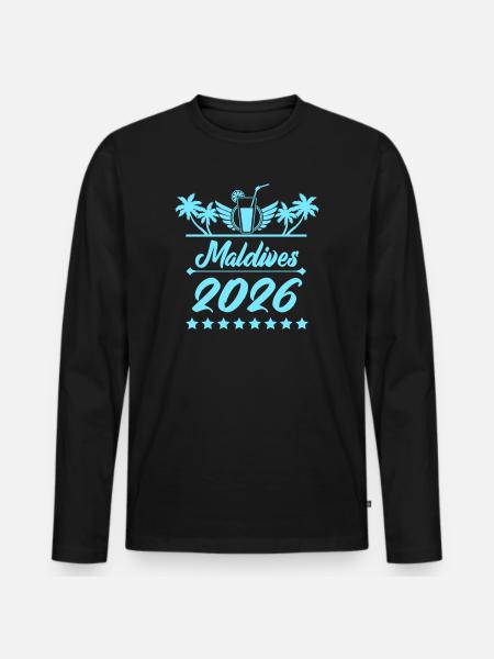 Maldives 2026 Strandtraum - Männer Premium Bio Langarmshirt - Schwarz