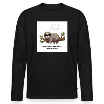 Penseur paresseux sur Tak - T-shirt manches longues Premium bio Homme - noir - Devant - Nico (187cm)
