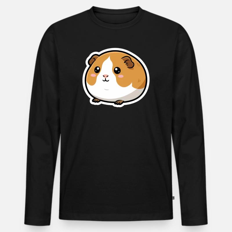 Meerschweinchen Kopf Sticker - Männer Premium Bio Langarmshirt - Schwarz