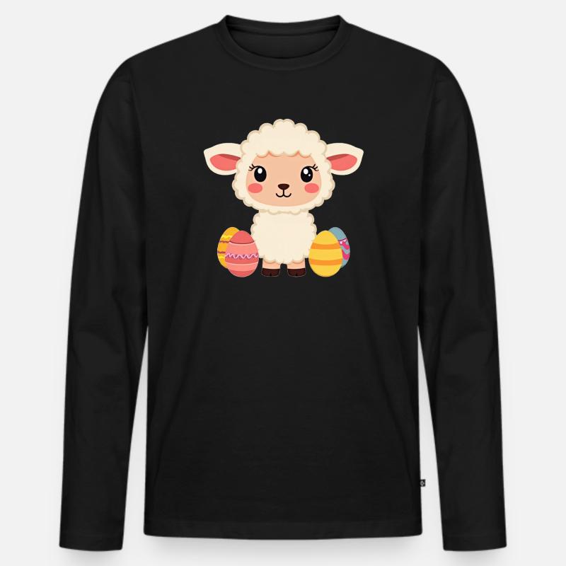 Schaf an Ostern  - Männer Premium Bio Langarmshirt - Schwarz