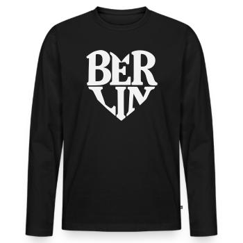 Berlin Herzschrift Logo - Männer Premium Bio Langarmshirt - Schwarz - Vorne - Nico (187cm)