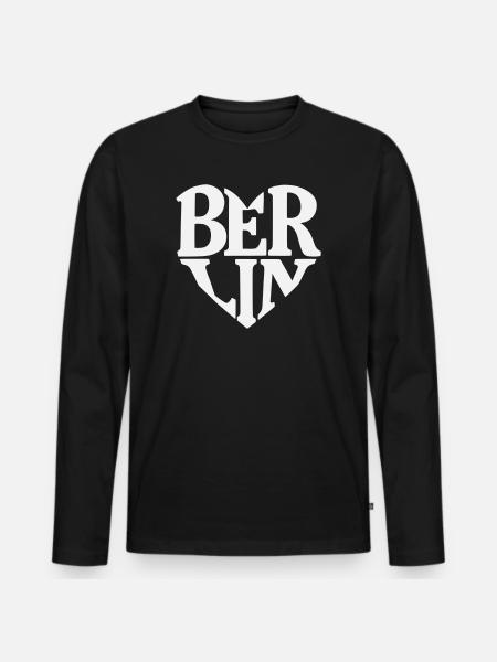 Berlin Heart Font Logo - Men's Premium Organic Long Sleeve Shirt - black