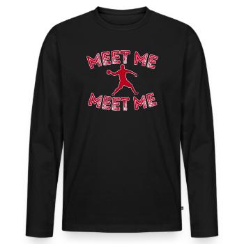 Rencontre-moi en position de cour - T-shirt manches longues Premium bio Homme - noir - Devant - Nico (187cm)