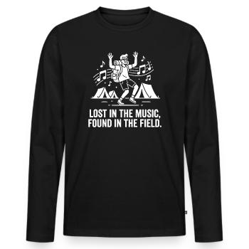 Lost in the Music Found in Field - Men's Premium Organic Long Sleeve Shirt - black - Front - Nico (187cm)