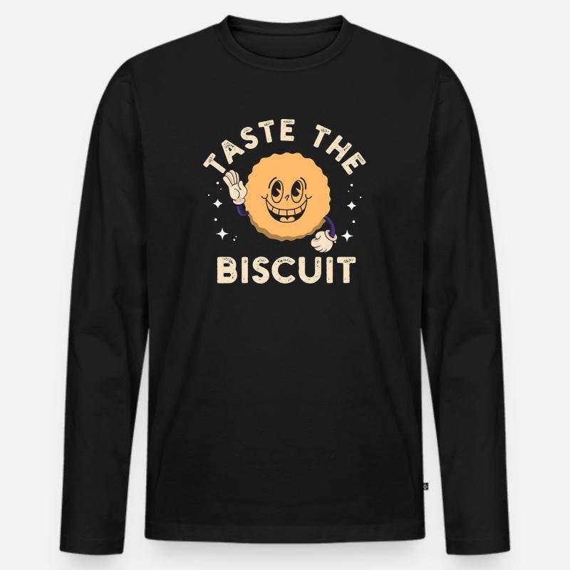 Sweet Bite Biscuit Maskottchen - Männer Premium Bio Langarmshirt - Schwarz