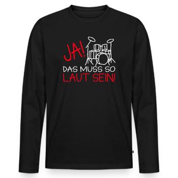 Batterie : Musicien drôle - T-shirt manches longues Premium bio Homme - noir - Devant - Nico (187cm)