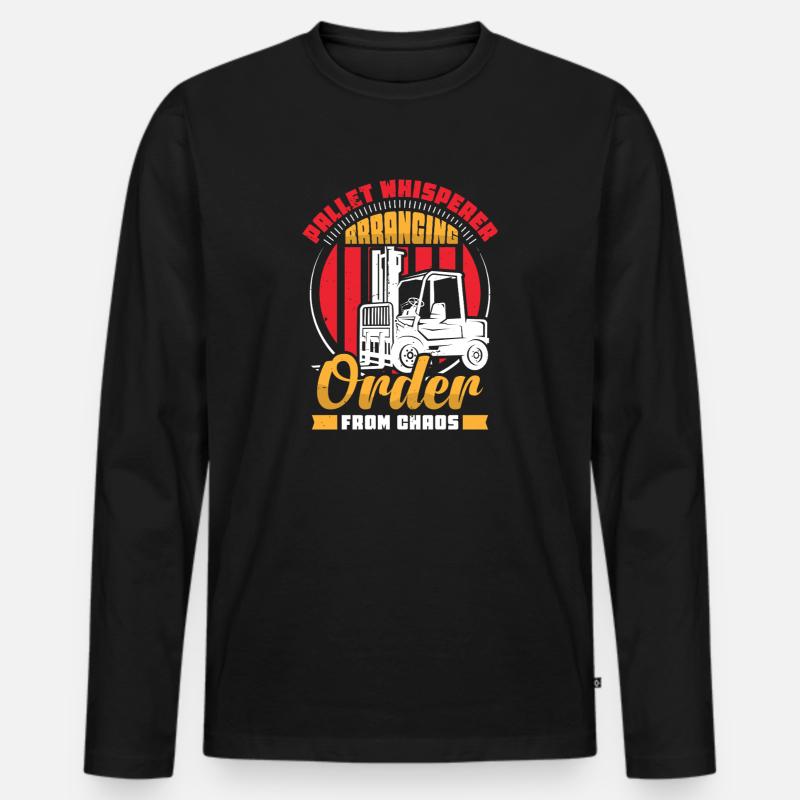 Staplerfahrer Englisch Spruch Stapler - Männer Premium Bio Langarmshirt - Schwarz
