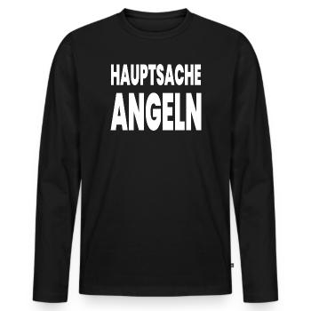 Angeln - Männer Premium Bio Langarmshirt - Schwarz - Vorne - Nico (187cm)