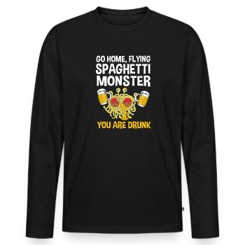 Flying Spaghetti Monster Pastafari FSM Atheist - Männer Premium Bio Langarmshirt - Schwarz - Vorne - Nico (187cm)
