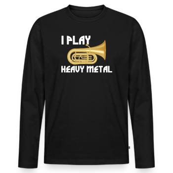 i play heavy metal tuba player marching band  - Men's Premium Organic Long Sleeve Shirt - black - Front - Nico (187cm)