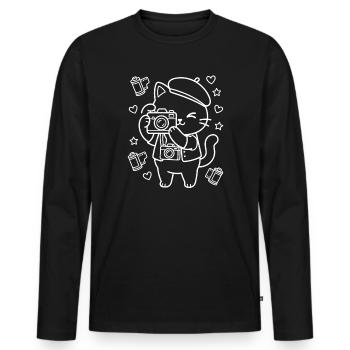 Photographer Kawaii Cats - Men's Premium Organic Long Sleeve Shirt - black - Front - Nico (187cm)