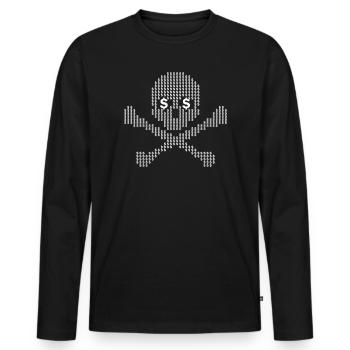 Dollar Skull Crossbones - Men's Premium Organic Long Sleeve Shirt - black - Front - Nico (187cm)