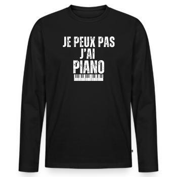 I Can't I Have Piano – Musical Humor - Men's Premium Organic Long Sleeve Shirt - black - Front - Nico (187cm)