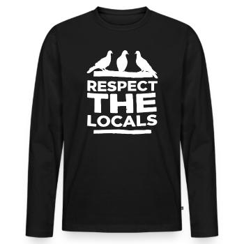 Respect the Locals - Pigeons - Men's Premium Organic Long Sleeve Shirt - black - Front - Nico (187cm)