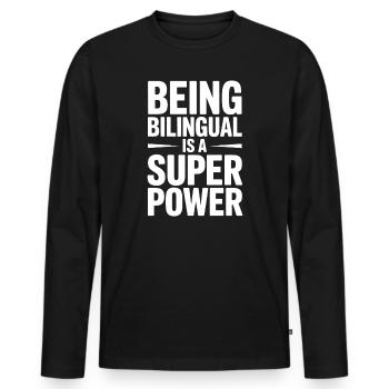 Expressions en langue étrangère Cadeau drôle en langue étrangère - T-shirt manches longues Premium bio Homme - noir - Devant - Nico (187cm)