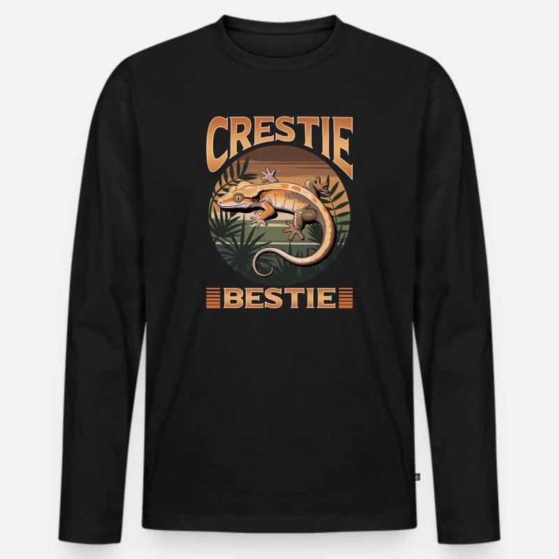 Funny Reptile Crested Gecko - Männer Premium Bio Langarmshirt - Schwarz
