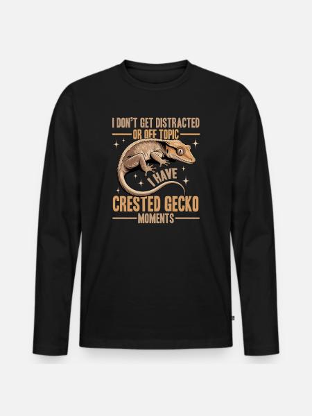 Funny Reptile Crested Gecko - Men's Premium Organic Long Sleeve Shirt - black