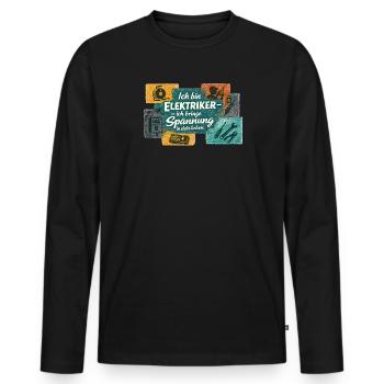 Electrician: Tension in life - Men's Premium Organic Long Sleeve Shirt - black - Front - Nico (187cm)