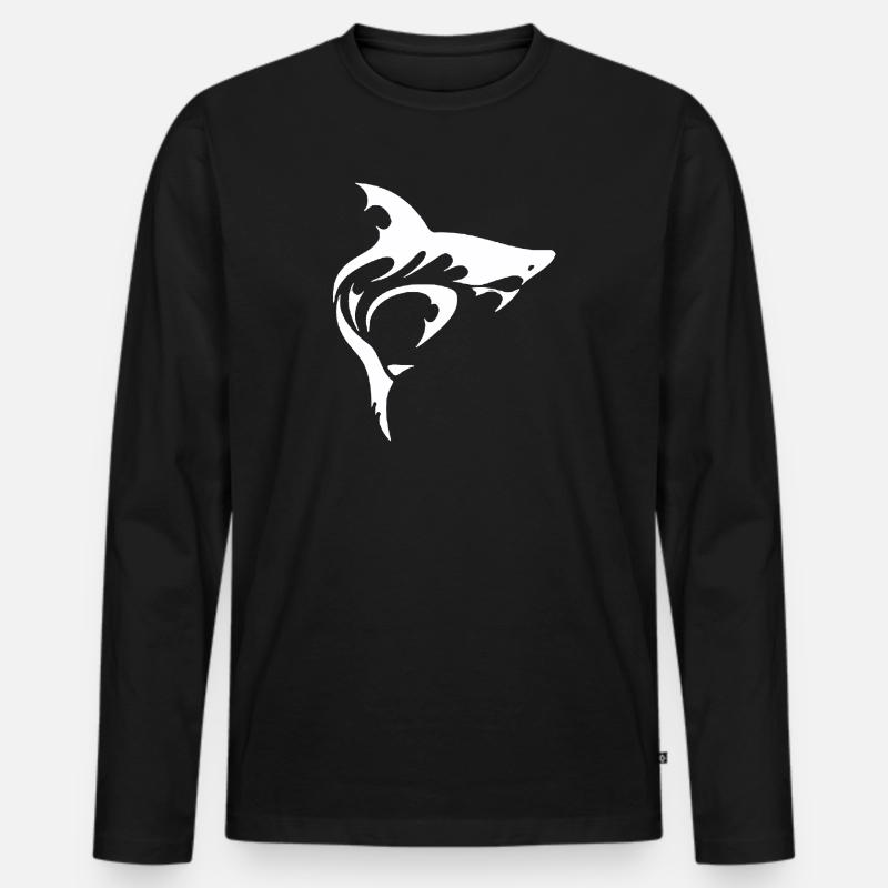 SHARK - Männer Premium Bio Langarmshirt - Schwarz