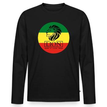 Lion de Judah Haile Selassie I Jah Rastafari Rasta - T-shirt manches longues Premium bio Homme - noir - Devant - Nico (187cm)