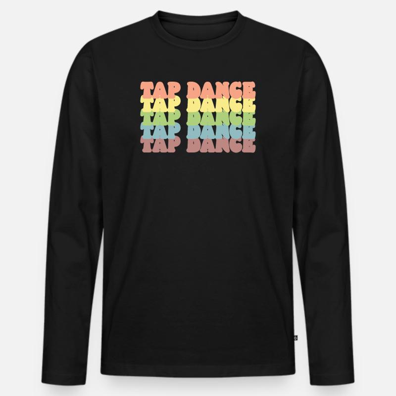 Pastell Regenbogen Tap Dance - Männer Premium Bio Langarmshirt - Schwarz