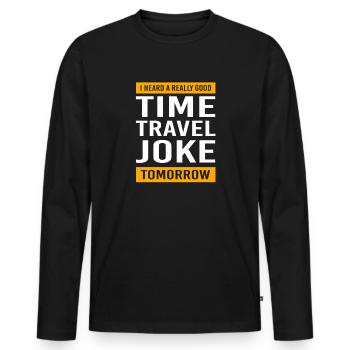 Time travel - Men's Premium Organic Long Sleeve Shirt - black - Front - Nico (187cm)
