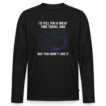 Time travel - Men's Premium Organic Long Sleeve Shirt - black - Front - Nico (187cm)