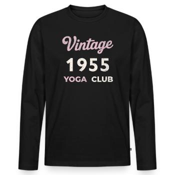 Vintage 1955 Yoga Club Retro Birth Year Vintage - Men's Premium Organic Long Sleeve Shirt - black - Front - Nico (187cm)