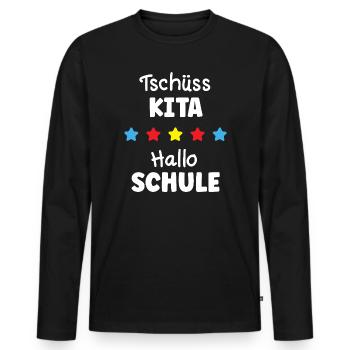 Adieu Kita, bonjour école, adieu maternelle, - T-shirt manches longues Premium bio Homme - noir - Devant - Nico (187cm)