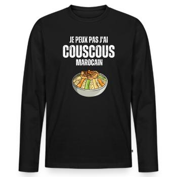 Ich kann nicht, ich habe marokkanischen Couscous - Männer Premium Bio Langarmshirt - Schwarz - Vorne - Nico (187cm)