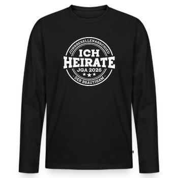 Enterrement de vie de garçon 2026 Le mariage de garçon - T-shirt manches longues Premium bio Homme - noir - Devant - Nico (187cm)