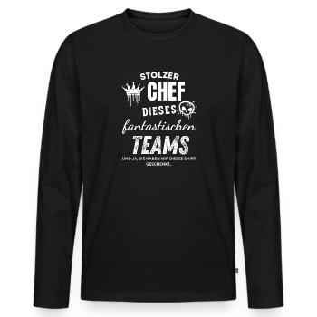 Stolzer Chef des fantastischen Teams Chef Geschenk - Men's Premium Organic Long Sleeve Shirt - black - Front - Nico (187cm)