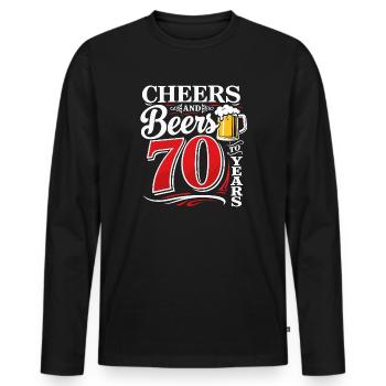 Cheers and Beers to 70 Years – Geburtstag Spruch - Männer Premium Bio Langarmshirt - Schwarz - Vorne - Nico (187cm)