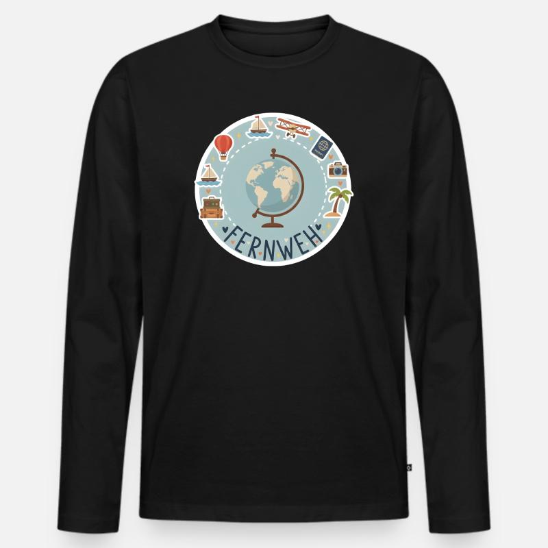 Fernweh - Männer Premium Bio Langarmshirt - Schwarz