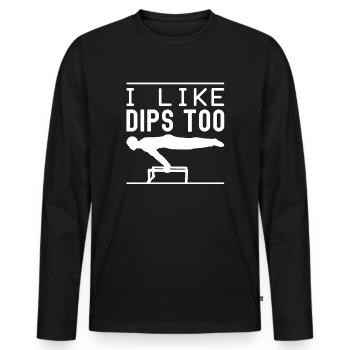 Gym Junkies I Like Dips Too Calisthenics Fitness - Männer Premium Bio Langarmshirt - Schwarz - Vorne - Nico (187cm)