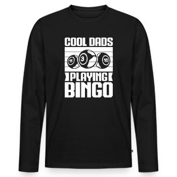 Joueur de bingo, papas cool jouant au bingo - T-shirt manches longues Premium bio Homme - noir - Devant - Nico (187cm)