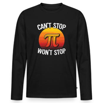 Pi Power Retro Sonnenuntergang - Männer Premium Bio Langarmshirt - Schwarz - Vorne - Nico (187cm)