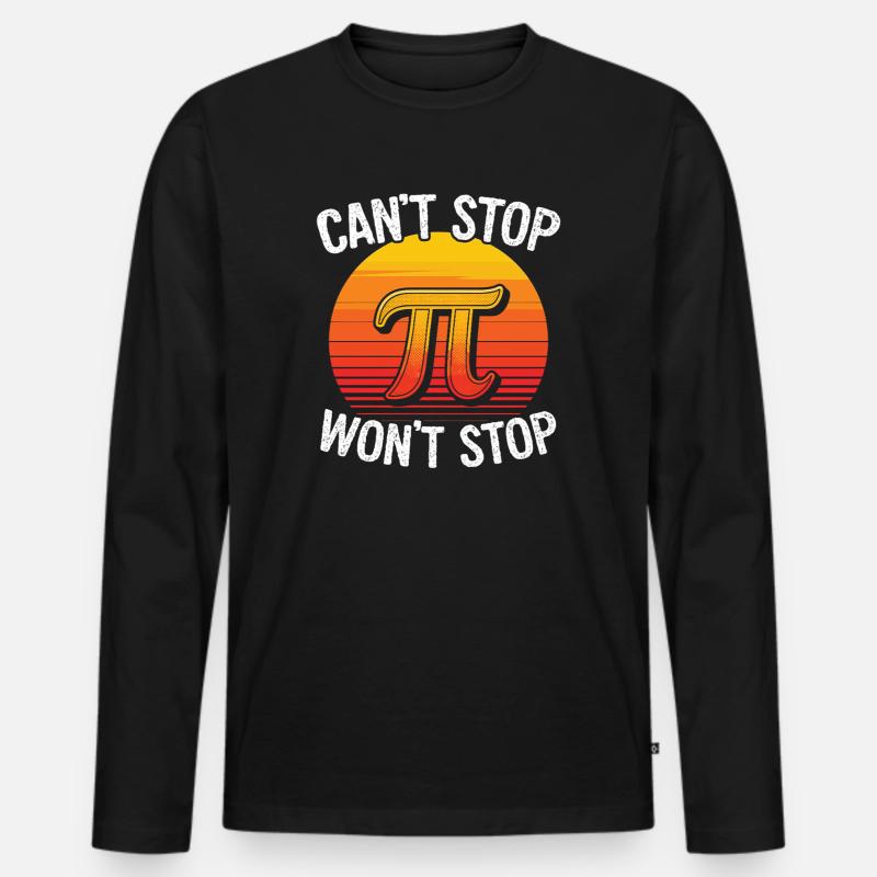 Pi Power Retro Sonnenuntergang - Männer Premium Bio Langarmshirt - Schwarz