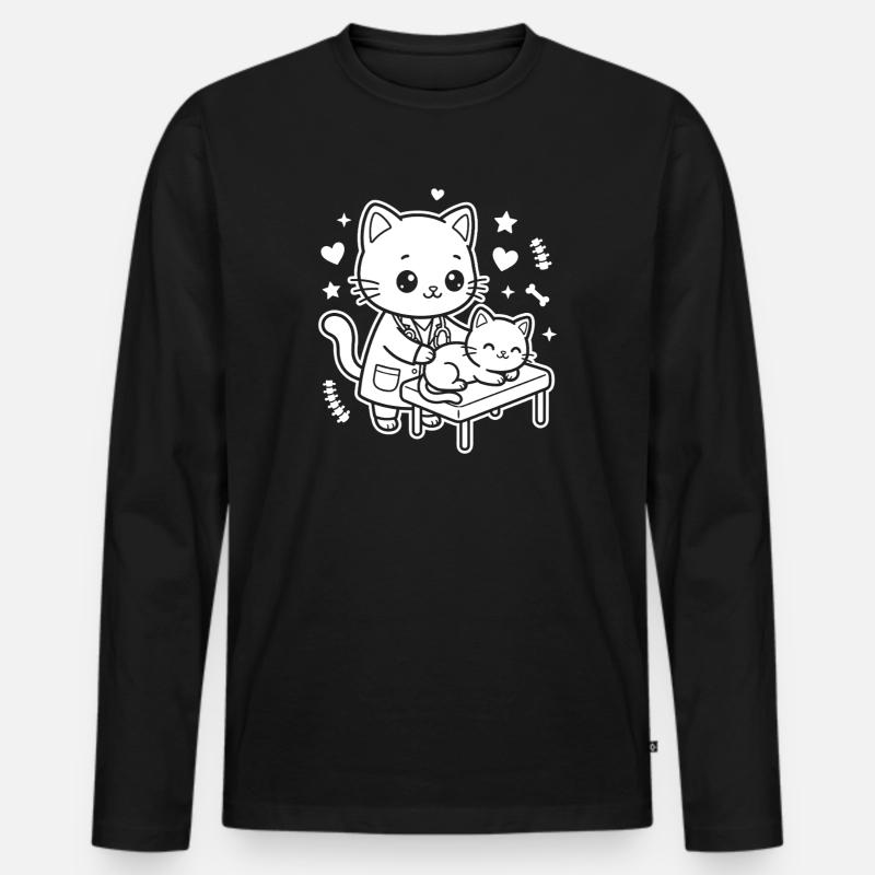 Kätzchen Tierarzt - Männer Premium Bio Langarmshirt - Schwarz