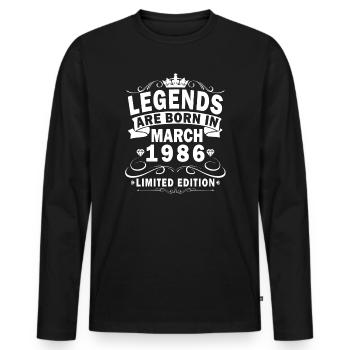 Cadeau pour 40 ans Mari Femme Mars 1986 - T-shirt manches longues Premium bio Homme - noir - Devant - Nico (187cm)