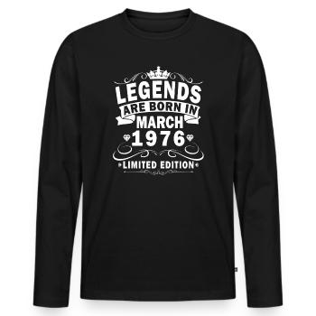 50th Anniversary – March 1976 Original - Men's Premium Organic Long Sleeve Shirt - black - Front - Nico (187cm)