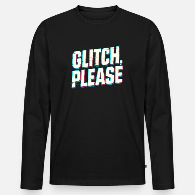 Glitch bitte | Retro Gaming Hacker Vibes - Männer Premium Bio Langarmshirt - Schwarz