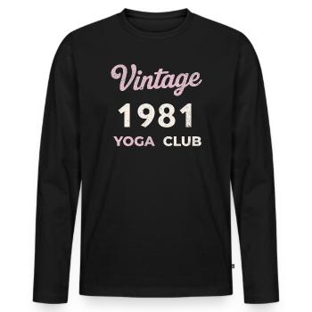 Vintage 1981 Yoga Club Retro Birth Year Vintage - Men's Premium Organic Long Sleeve Shirt - black - Front - Nico (187cm)