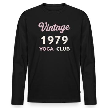 Vintage 1979 Yoga Club Retro Birth Year Vintage - Men's Premium Organic Long Sleeve Shirt - black - Front - Nico (187cm)
