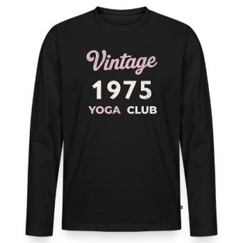 Vintage 1975 Yoga Club Retro Birth Year Vintage - Men's Premium Organic Long Sleeve Shirt - black - Front - Nico (187cm)