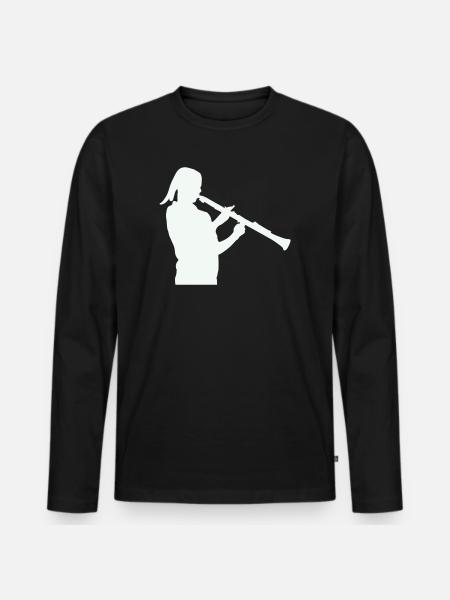 Silhouette with clarinet - Men's Premium Organic Long Sleeve Shirt - black