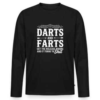 Darts and Farts Get The Release Wrong and It Turns - Men's Premium Organic Long Sleeve Shirt - black - Front - Nico (187cm)