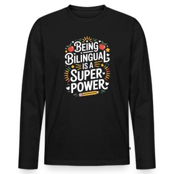 Expressions en langue étrangère Cadeau drôle en langue étrangère - T-shirt manches longues Premium bio Homme - noir - Devant - Nico (187cm)