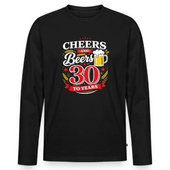 Cheers and Beers to 30 Years – Geburtstag Spruch - Männer Premium Bio Langarmshirt - Schwarz - Vorne - Nico (187cm)