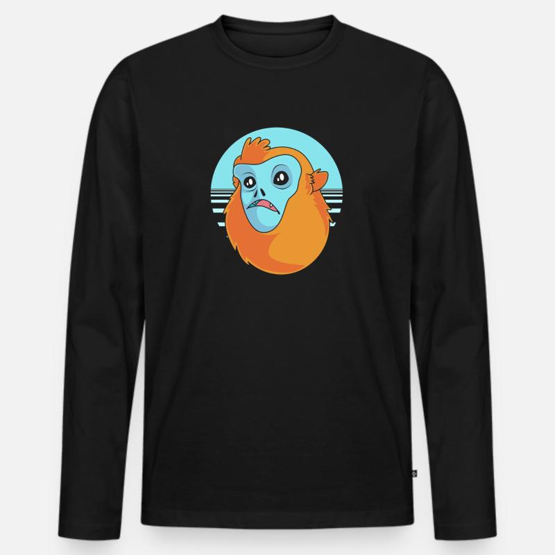 Stupsnasenaffe Affe Schimpanse - Männer Premium Bio Langarmshirt - Schwarz